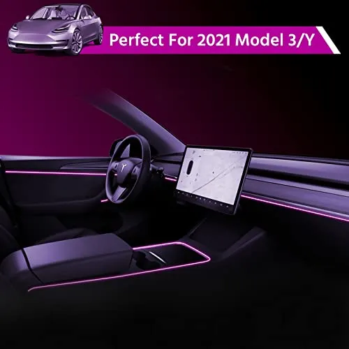 2021-2022 Tesla Model 3 & Model Y LED Ambient Light Kit (Center Console   Dashboard Light  4 Door Lights)