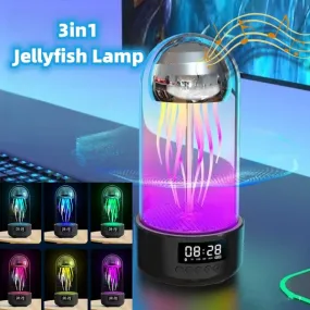 3in1 Portable Bluetooth Jellyfish Lamp With Built-in Clock and Speaker