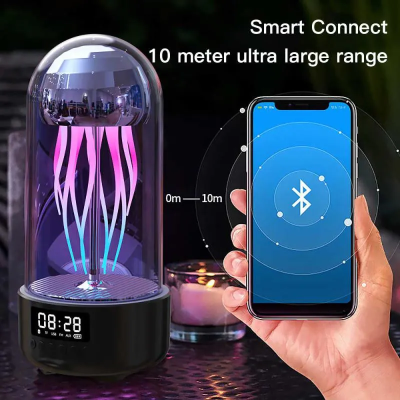 3in1 Portable Bluetooth Jellyfish Lamp With Built-in Clock and Speaker
