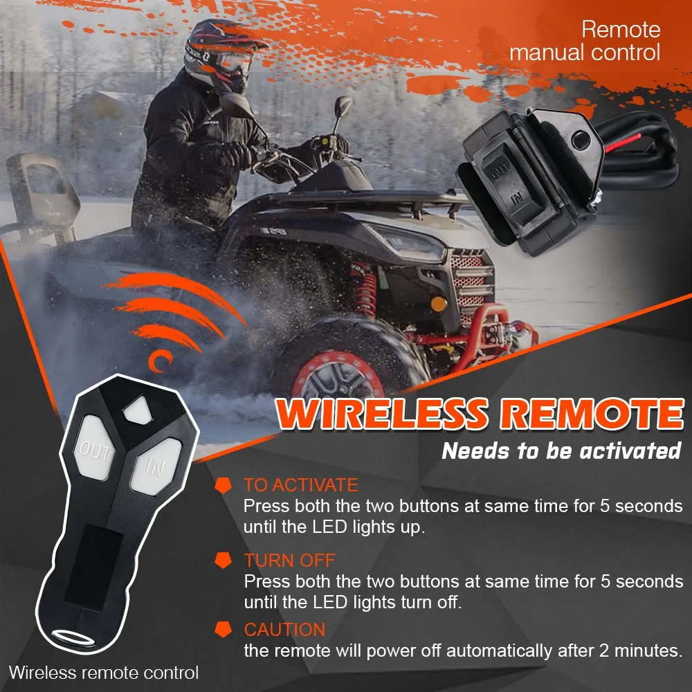 4500LB Electric Winch with 12V Motor and Wireless Remote X-BULL