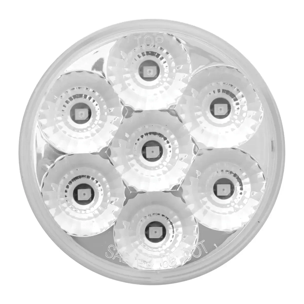 76663BP 2.5" LOW PROFILE SPYDER RED 7 LED MARKER LIGHT, CLEAR LENS