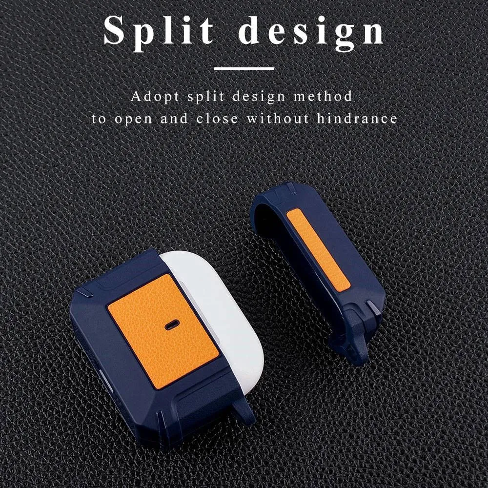 AirPods 3 leather texture case with buckle - Blue / Red
