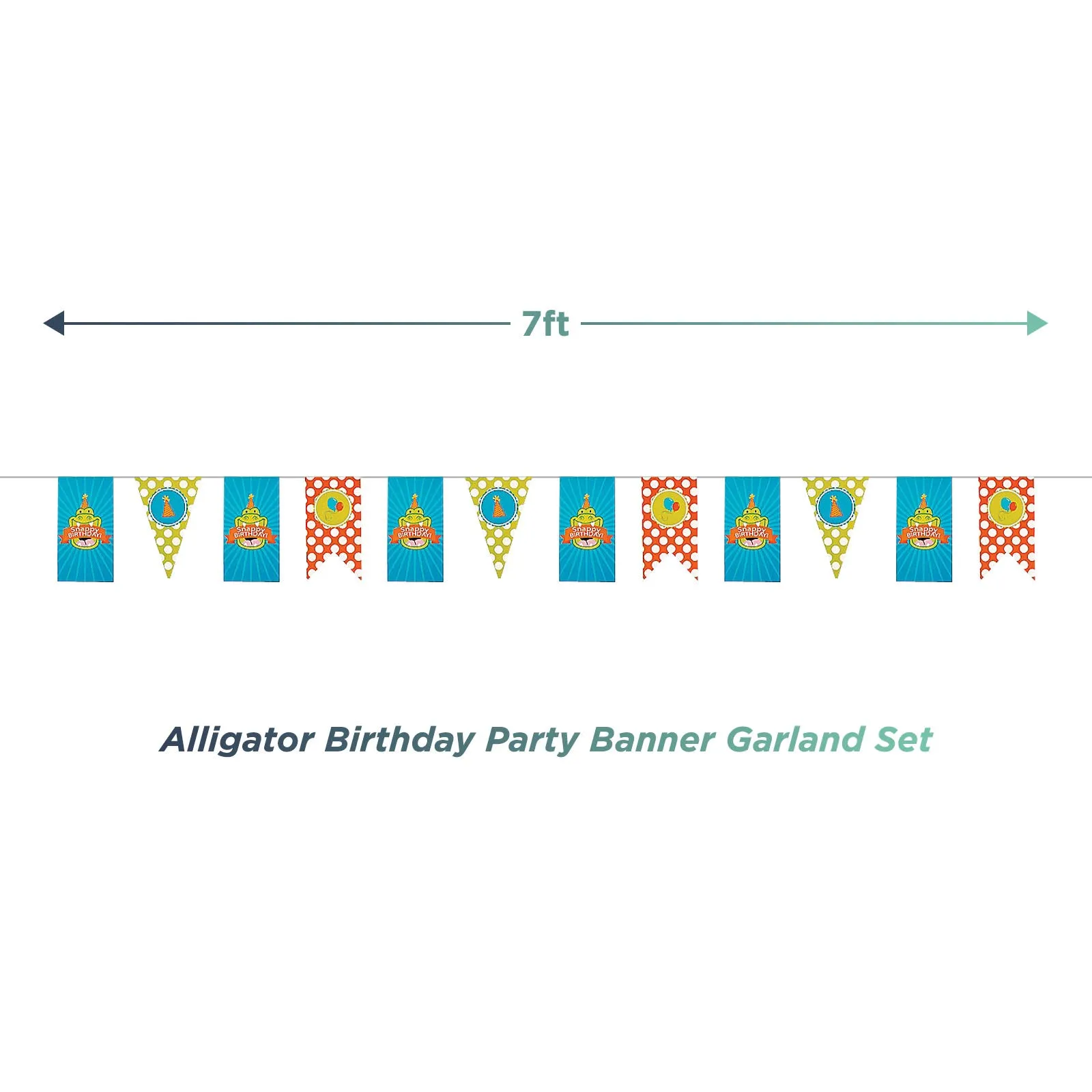 Alligator Party Supplies - Gator Banner Garland with Blue, Green, and Orange Crepe Streamer Decorations