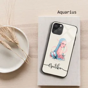 Aquarius Sign Name glass case
