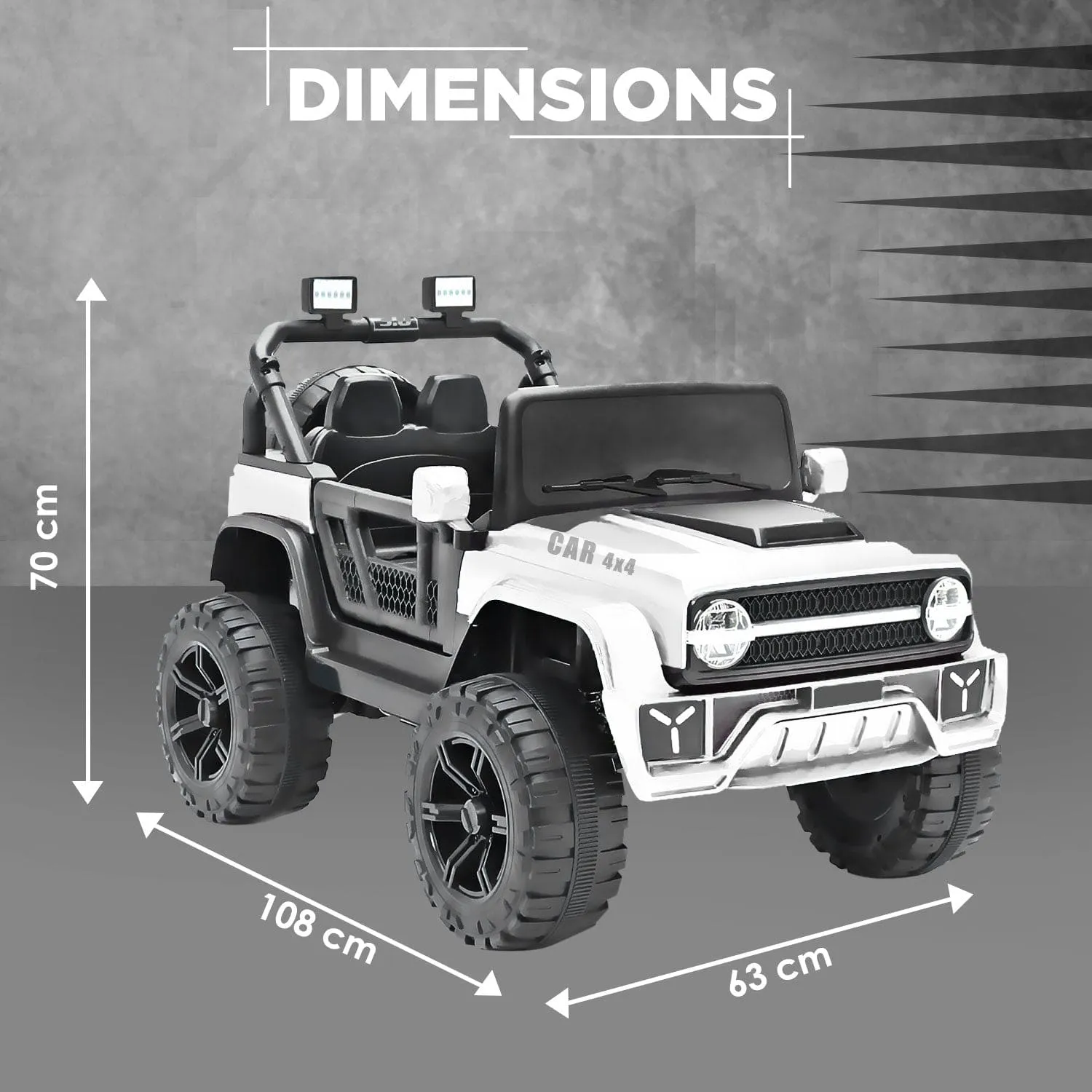 Baby Moo Ride On Jeep For Kids With Rechargeable 12V Battery Remote Control Double Seat - White