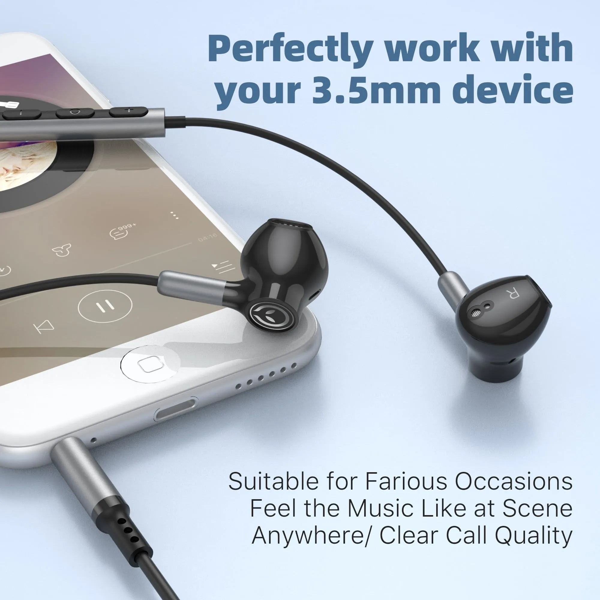 BENEWY ME910 Earphones, Wired Headphones with Microphone, in-Ear Noise Lsolating Earbuds and Volume Control, 3.5mm Jack Earphones for iPhone, iPod, iPad, MP3, Huawei, Samsung