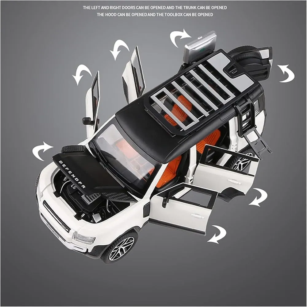 BIG SIZE LAND ROVER DEFENDER 1:24 SCALE MODEL CAR EXCLUSIVE ALLOY METAL CAR PULL BACK DIE-CAST METAL TOY CAR WITH OPENABLE DOORS & LIGHT MUSIC BEST GIFTS TOYS KIDS