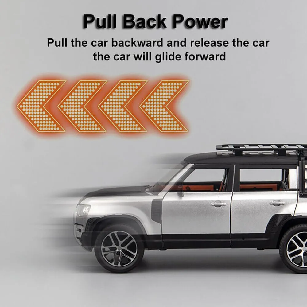 BIG SIZE LAND ROVER DEFENDER 1:24 SCALE MODEL CAR EXCLUSIVE ALLOY METAL CAR PULL BACK DIE-CAST METAL TOY CAR WITH OPENABLE DOORS & LIGHT MUSIC BEST GIFTS TOYS KIDS