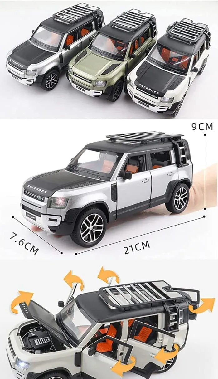 BIG SIZE LAND ROVER DEFENDER 1:24 SCALE MODEL CAR EXCLUSIVE ALLOY METAL CAR PULL BACK DIE-CAST METAL TOY CAR WITH OPENABLE DOORS & LIGHT MUSIC BEST GIFTS TOYS KIDS