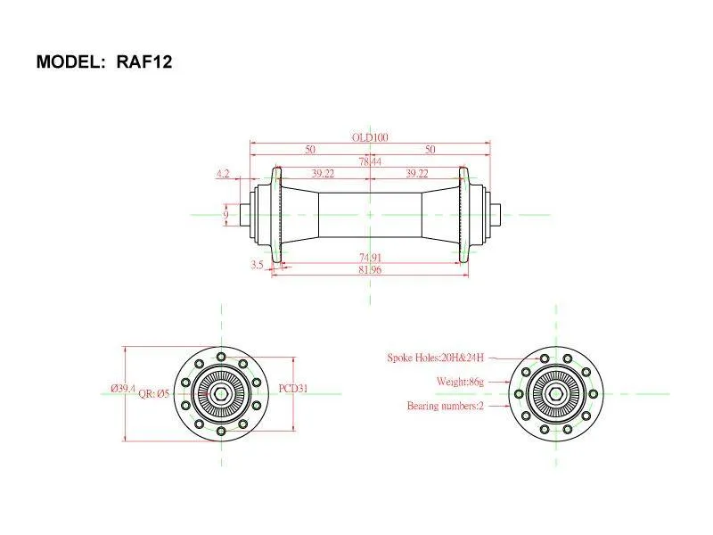 Bitex RAF12 Front Road Hub