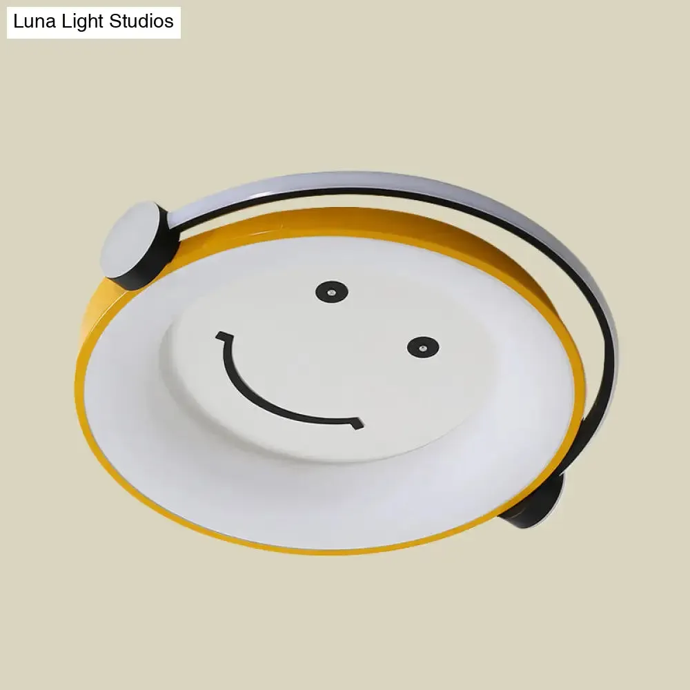 Cartoon Kid Flush Light LED Ceiling Lamp in Yellow - Acrylic, Music-themed for Child's Bedroom