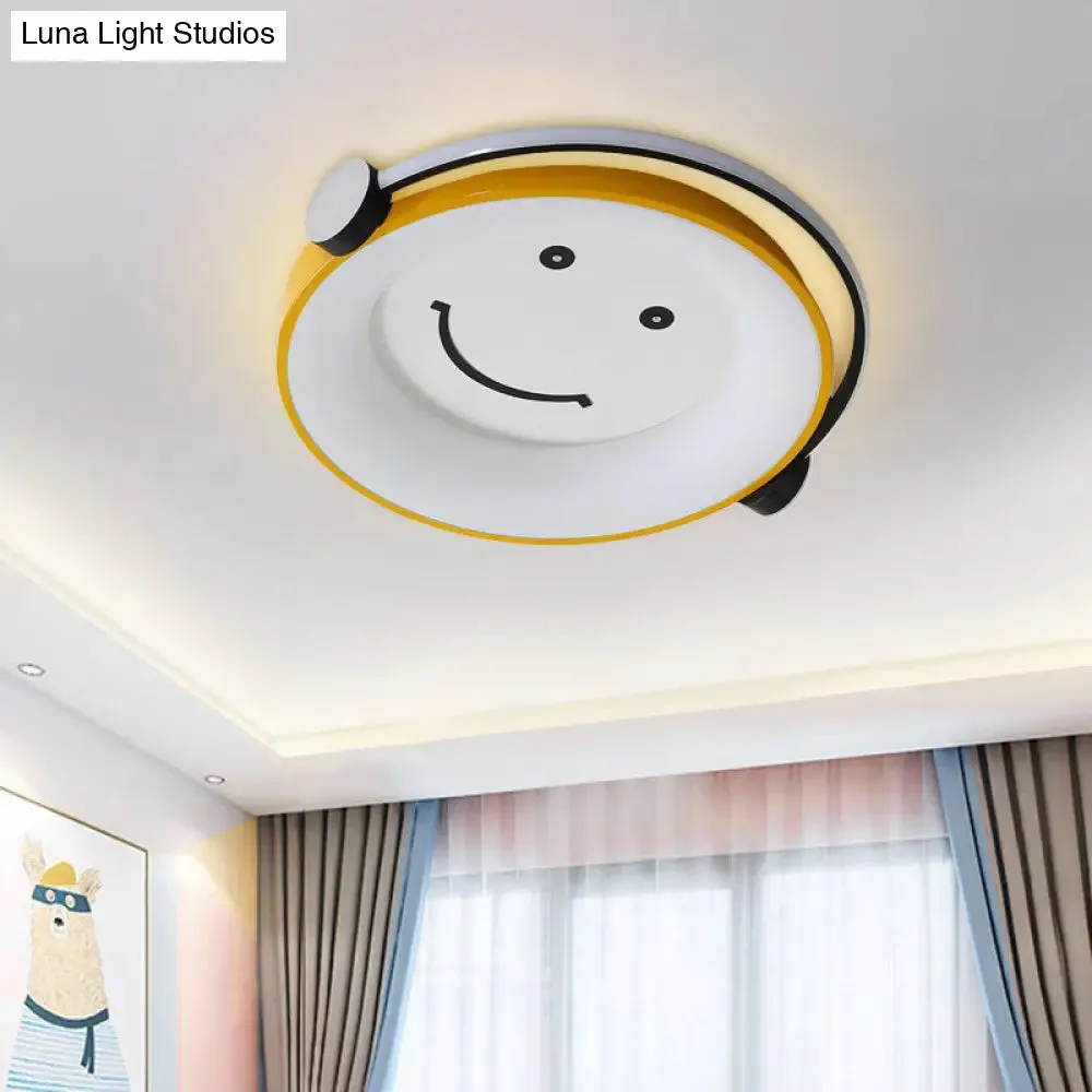 Cartoon Kid Flush Light LED Ceiling Lamp in Yellow - Acrylic, Music-themed for Child's Bedroom