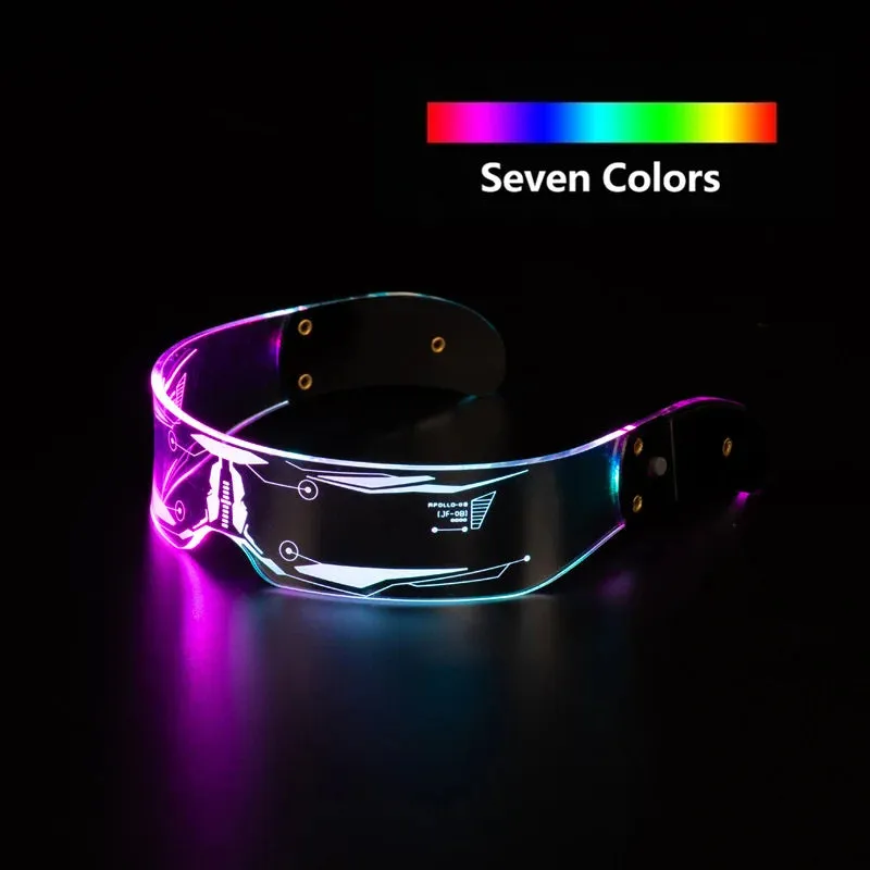 Cyber Futuristic LED Party Glasses - Multicolor Perfect for DJ Gigs Music Festivals Dancers Streamers Clear Glasses Costumer Cosplay