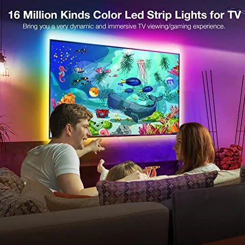 DAYBETTER Led Lights for TV, 9.8FT TV Led Backlight, Led TV Lights for 32-60inch TV, USB Led Strip Lights for TV Lights that Change with TV, Bluetooth APP Control, TV Led Lights for Bedroom(No Remote)