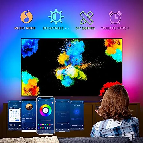 DAYBETTER Led Lights for TV, 9.8FT TV Led Backlight, Led TV Lights for 32-60inch TV, USB Led Strip Lights for TV Lights that Change with TV, Bluetooth APP Control, TV Led Lights for Bedroom(No Remote)