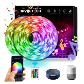 DAYBETTER Led Strip Lights Waterproof (32.8ft) RGB Color Changing Led Lights for Bedroom with Remote Controller for Party Home Room Indoor Outdoor Use