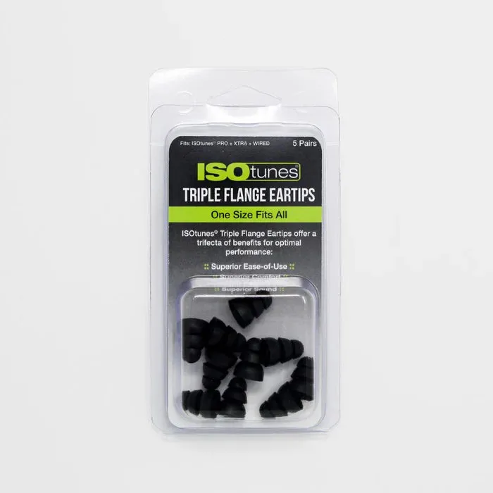 Ear Tips - ISOtunes Silicone Triple-Flange Replacement Ear Tips (5 pairs/pack), Universal Size, IT-54