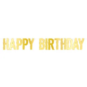Foil Happy Birthday Streamer Gold 7-1/4in x 4ft-9in