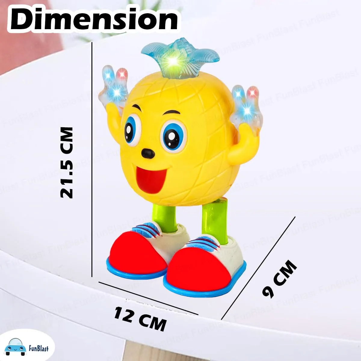 FunBlast Dancing and Walking Pineapple Toys with Music, Colorful Lights & Sound, Musical Cartoon Dancing & Walking Pineapple Toy for Kids