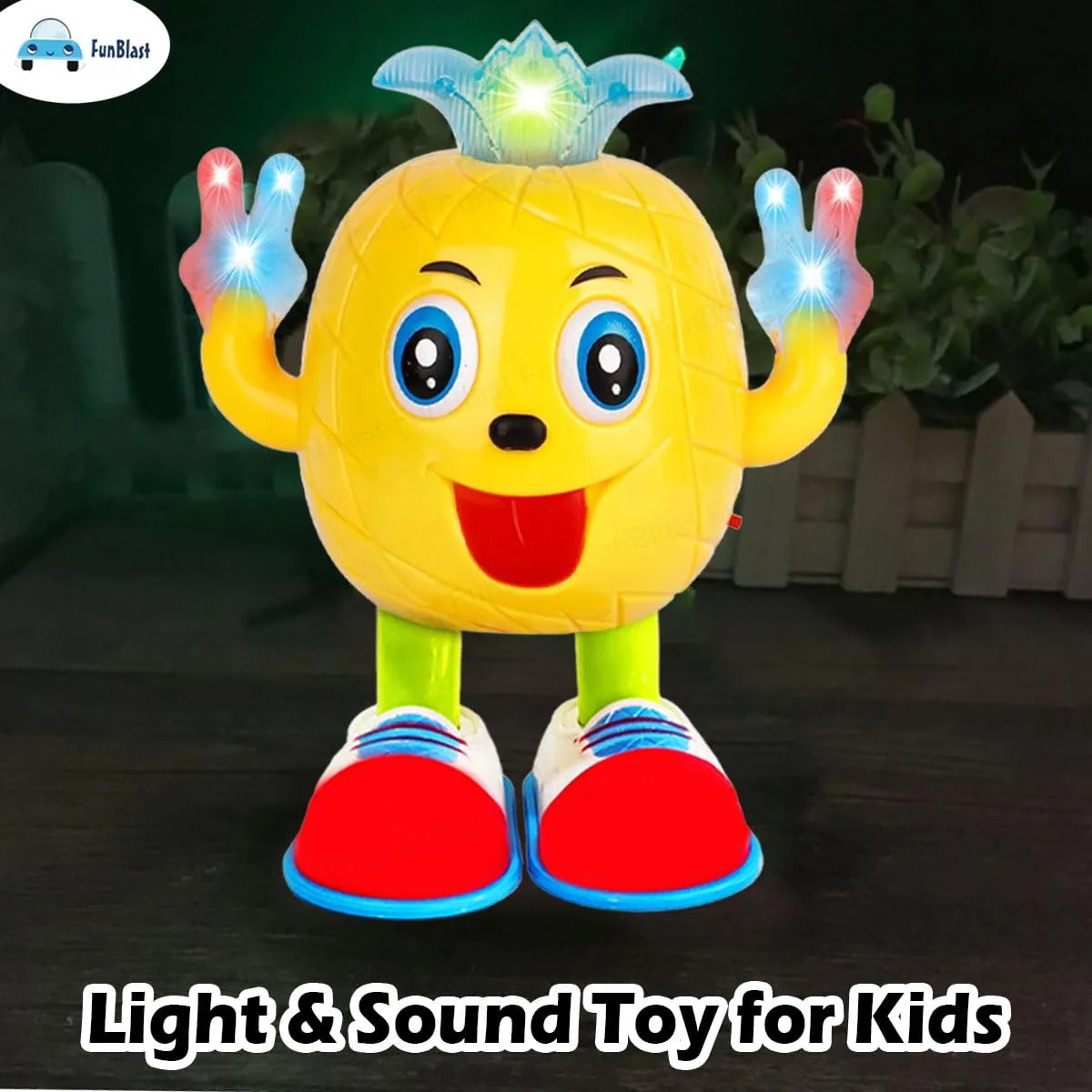 FunBlast Dancing and Walking Pineapple Toys with Music, Colorful Lights & Sound, Musical Cartoon Dancing & Walking Pineapple Toy for Kids