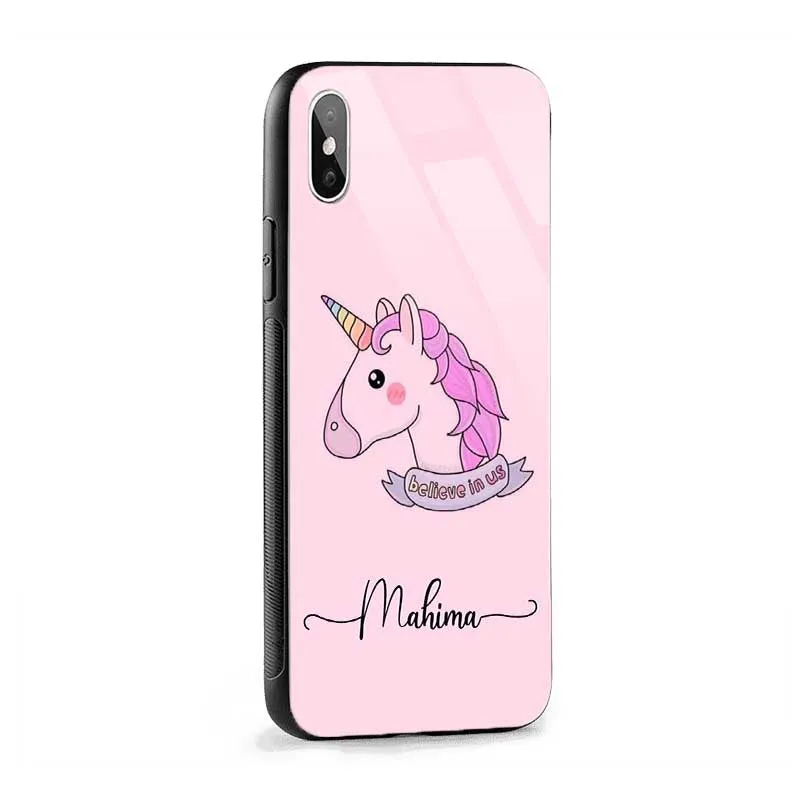 Glass Case With Pink Unicorn Name