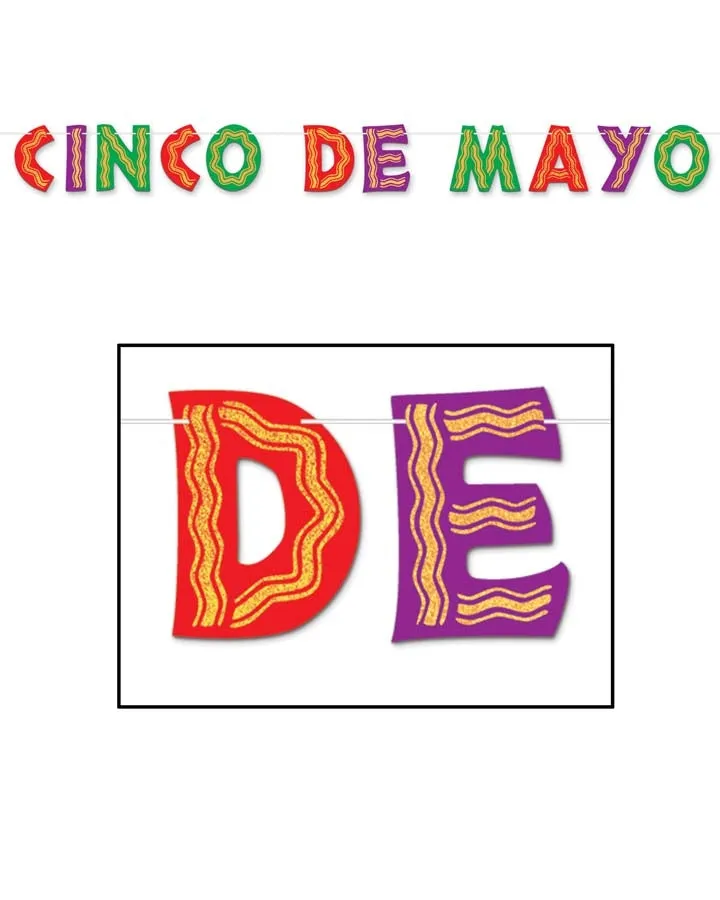 Glittered Cinco De Mayo Streamer 21cm x 3m