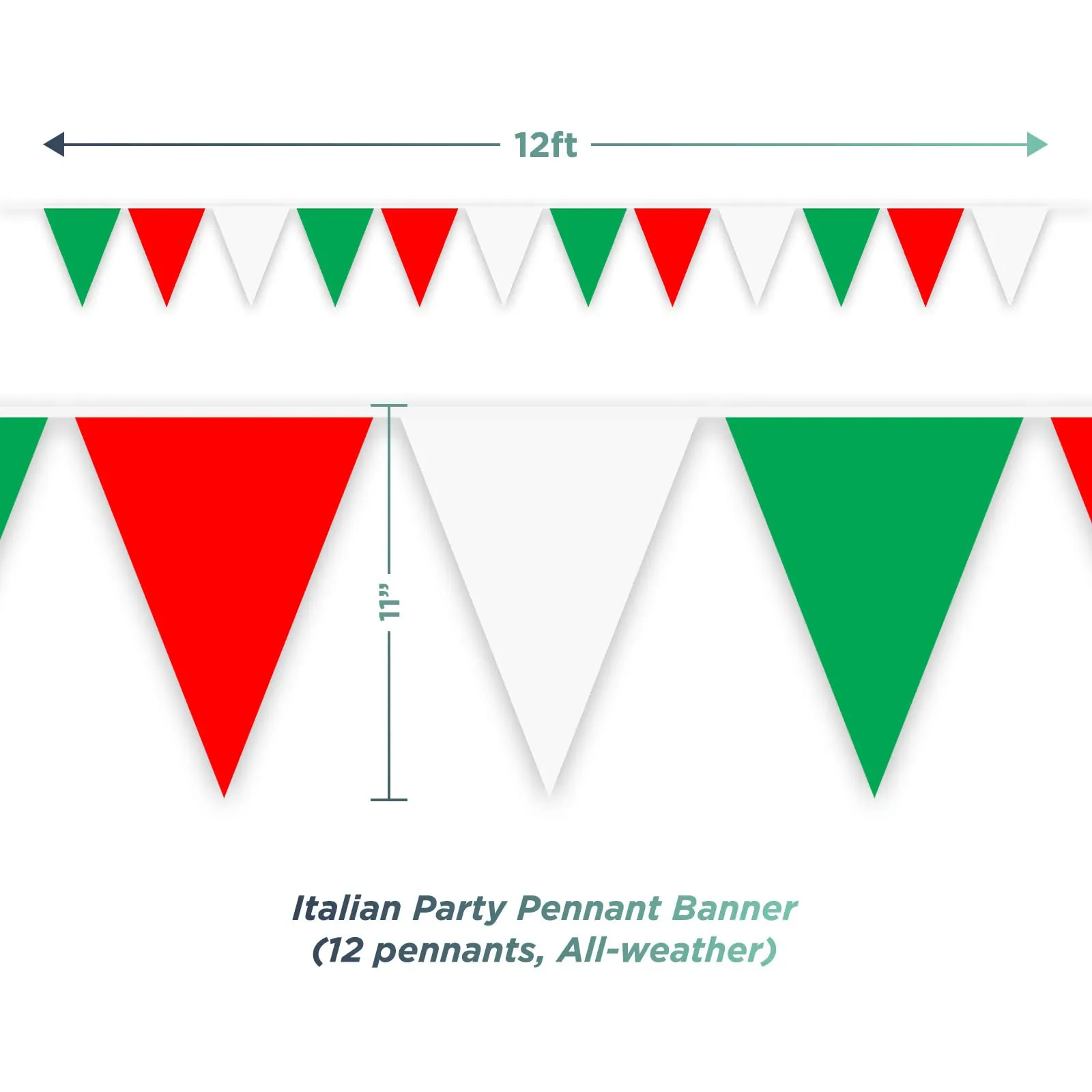Italian Party Supplies - Italy Flag Red, White, and Green Crepe Streamers and Pennant Banner Set