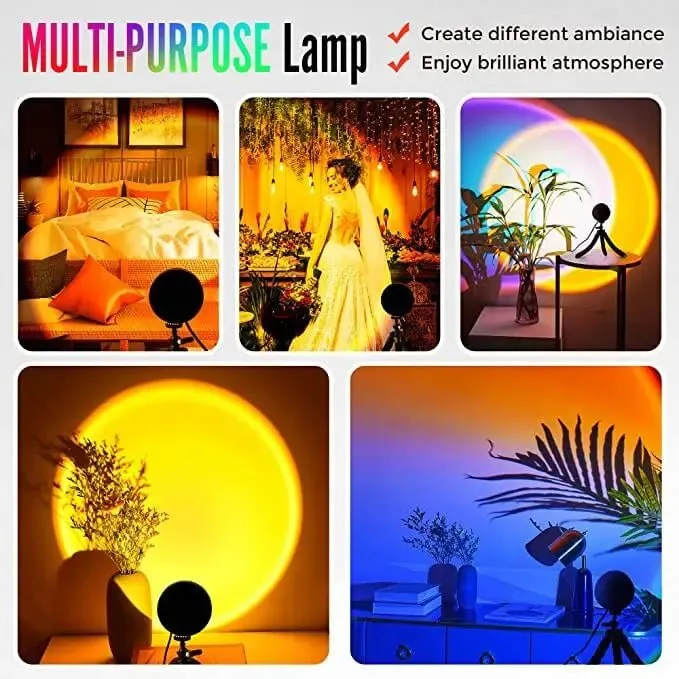 LED Projector Sunset Lamp - Create Stunning Visual Atmosphere with Customizable Settings and Music Syncing