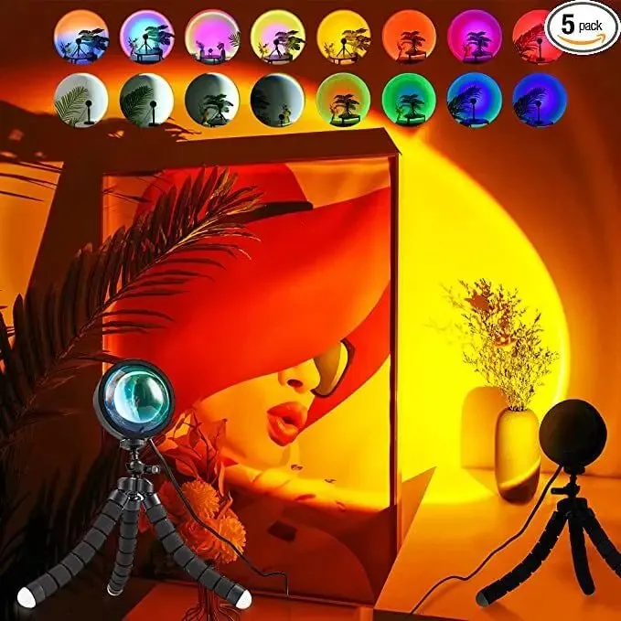 LED Projector Sunset Lamp - Create Stunning Visual Atmosphere with Customizable Settings and Music Syncing