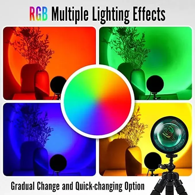 LED Projector Sunset Lamp - Create Stunning Visual Atmosphere with Customizable Settings and Music Syncing