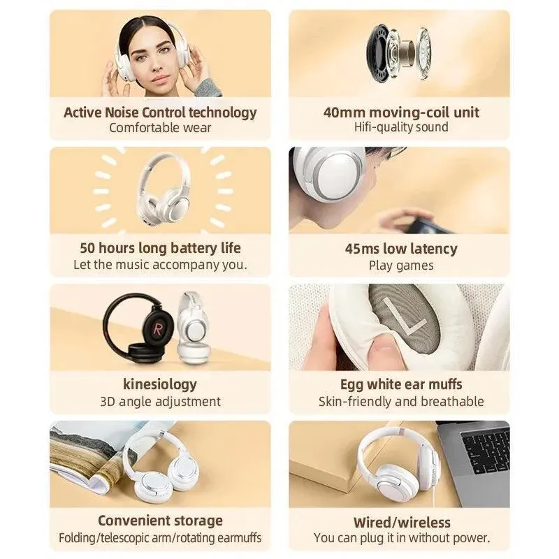 Lenovo TH40 Wireless Gaming Headset: Immerse in HiFi Sound with Active Noise-Cancellation and Long Battery Life