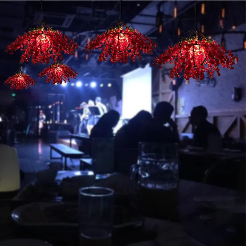 Music Dining Bar Simulation Flower Pendant Light Restaurant Hot Pot Restaurant Barbecue Restaurant Dining Decoration Chandelier
