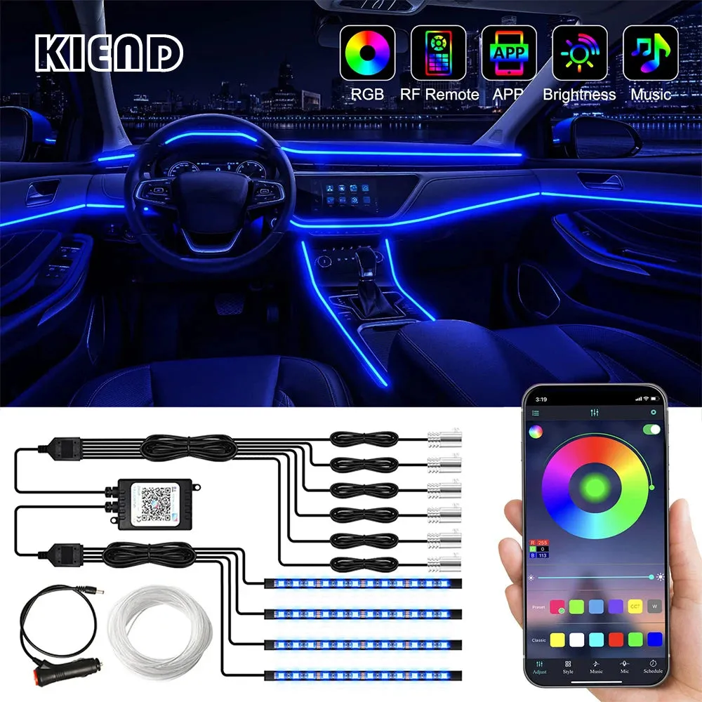 Neon Car LED Interior Ambient Lights with Fiber Optic RGB Strip