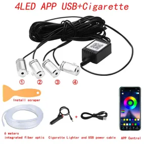 Neon Car LED Interior Ambient Lights with Fiber Optic RGB Strip