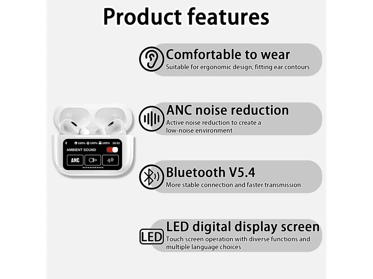 Noise Reduction ANC & ENC Touch Control Wireless Earbuds