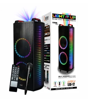 Qaise-12000 Watts Peak Power High-End Rechargeable Bluetooth Party Speaker Karaoke Machine with Deep Bass, LED Lights Large Body PA System for Parties