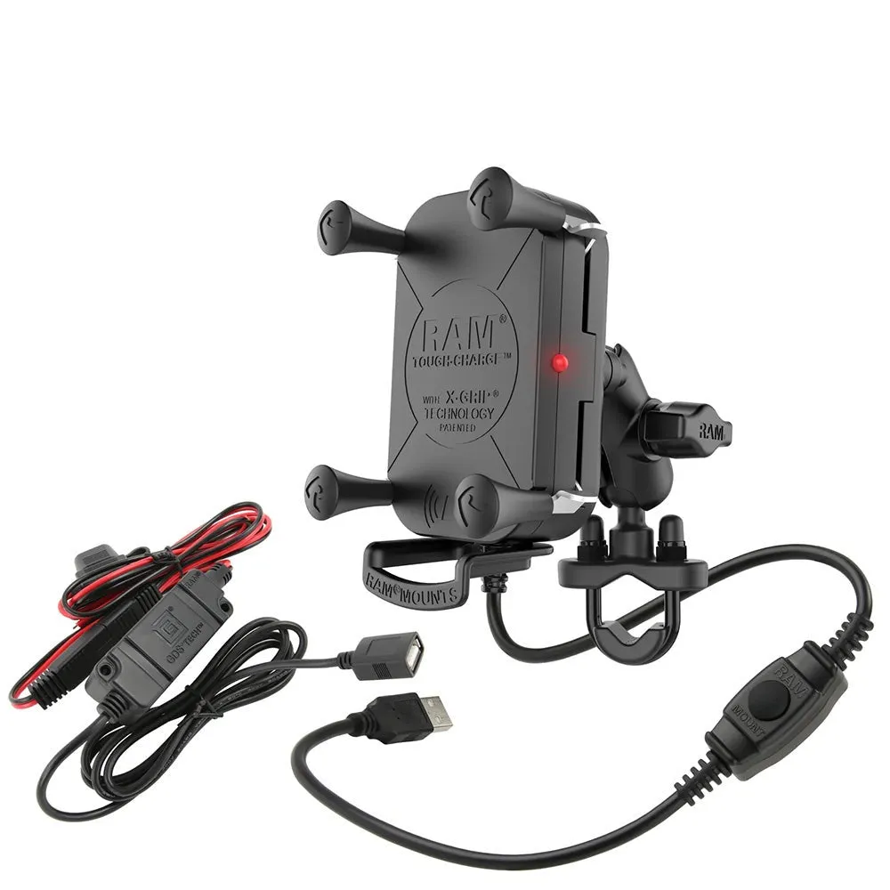 RAM Mount Tough-Charge 15W Waterproof Wireless Charging Motorcycle Mount [RAM-B-149Z-A-UN12W-V7M-1]