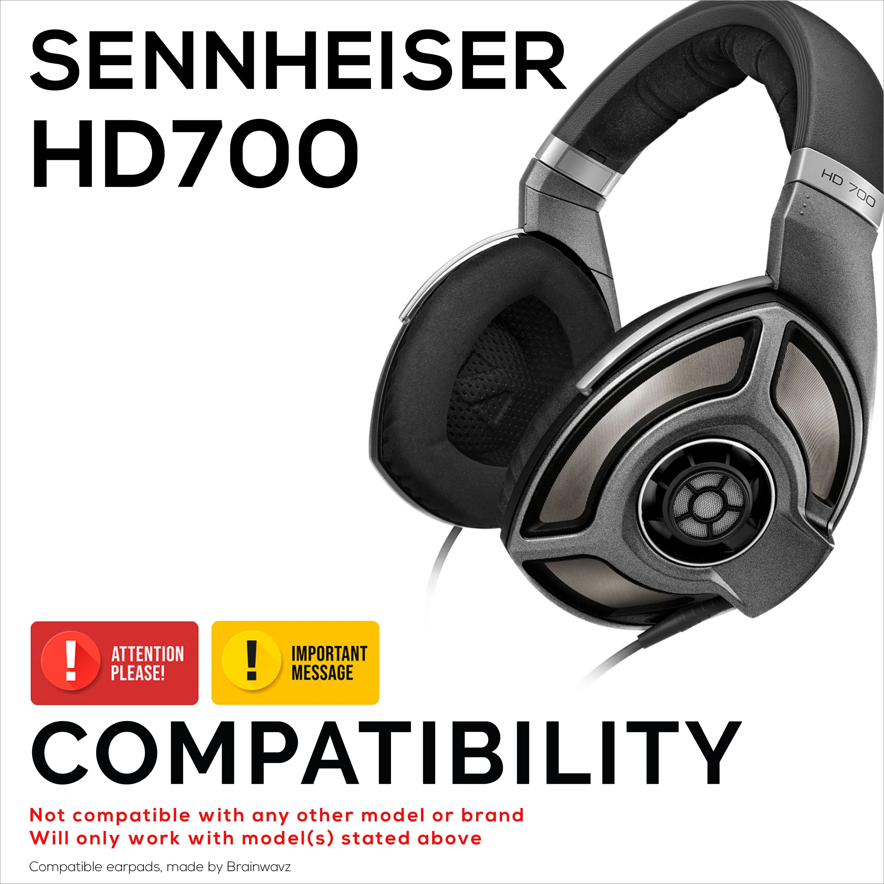 Replacement Earpads for Sennheiser HD700 Headphones - PU Leather & Foam