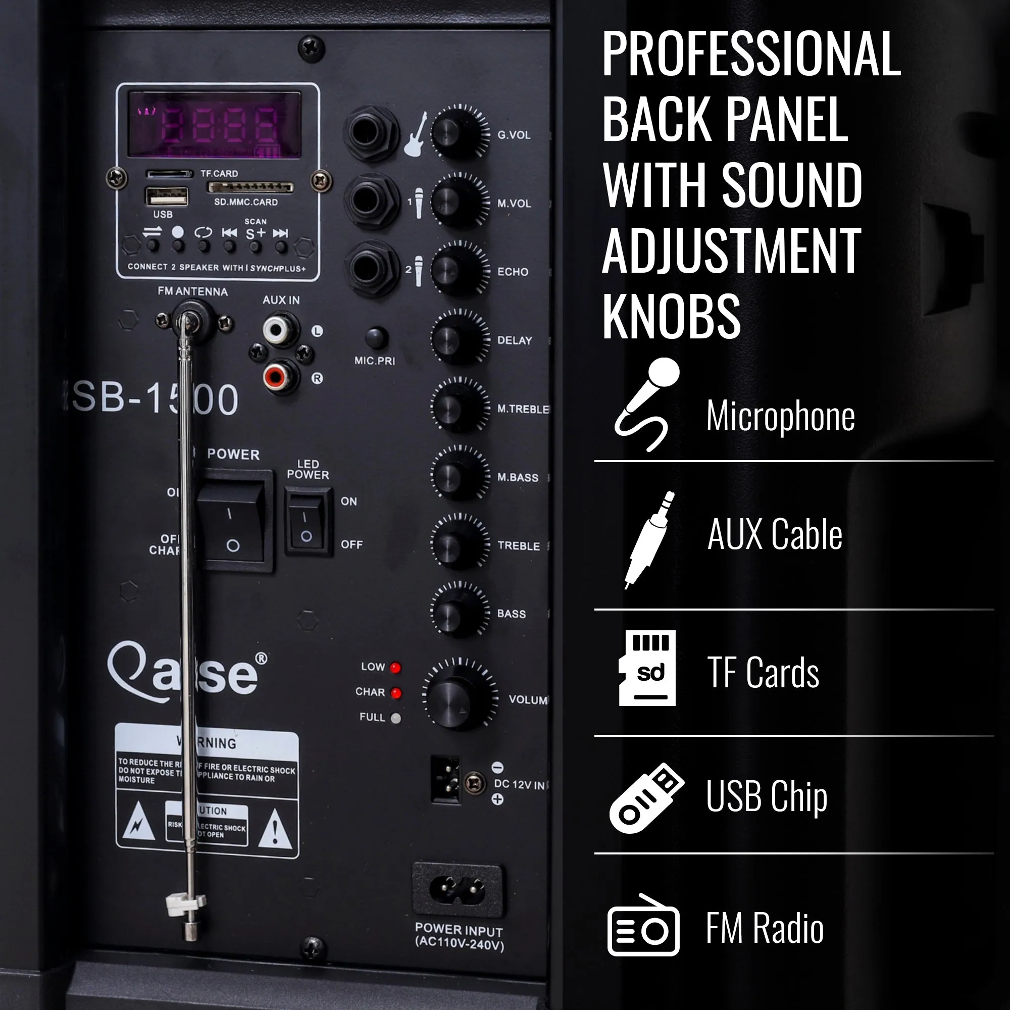 SB-1500 - Bluetooth Rechargeable Party Speaker. 15 inch woofer with 5500Watts output power