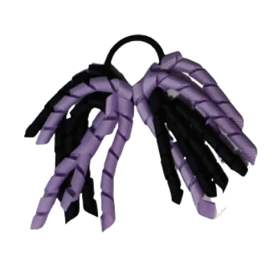 School Hair Accessories Short Curly Ponytail Streamer Hair Tie - Light Orchid (28 colours options to pick from)