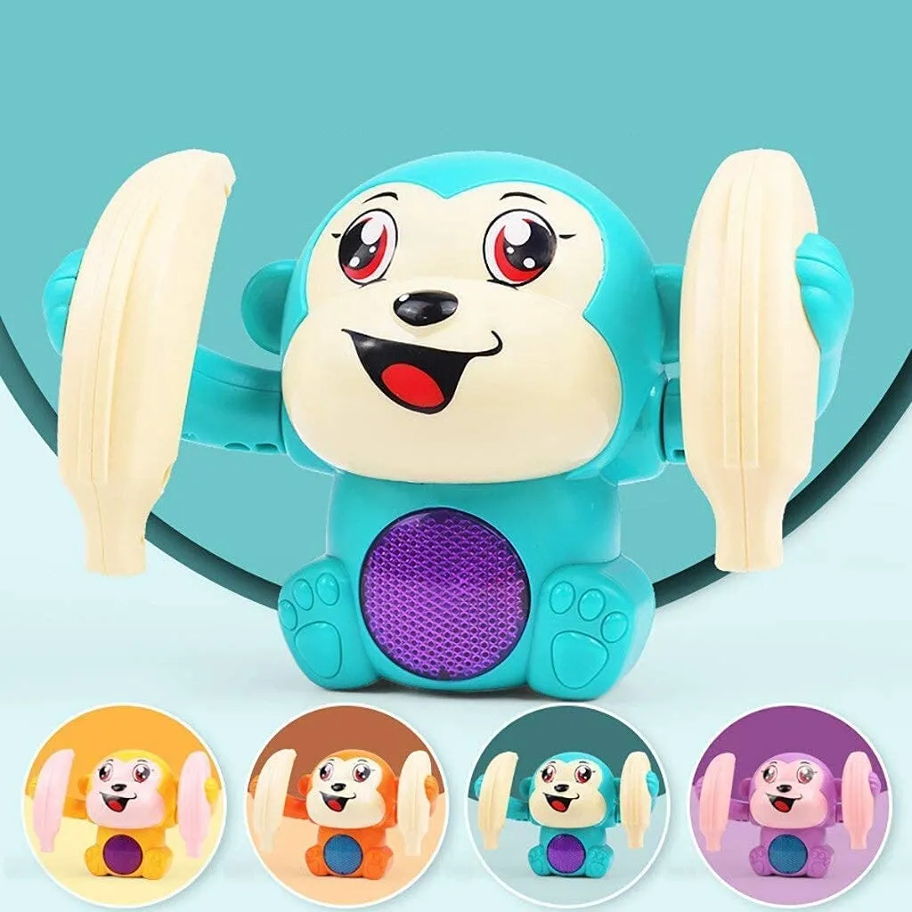 TEC TAVAKKAL Dancing and Spinning Rolling Doll Tumble Monkey, Bump & Go Toy 360 Degree Rotating Spot Stunt with Light and Sound Effects and Sensor for Kids