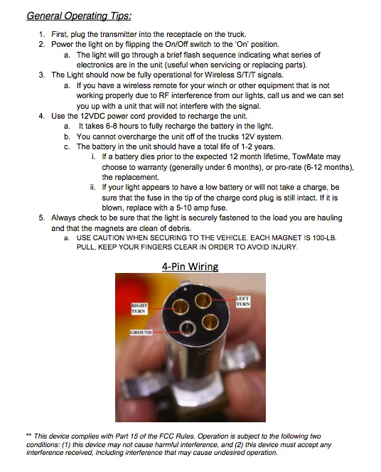 TM3 Pair of Individual Towmate Wireless Tow Lights