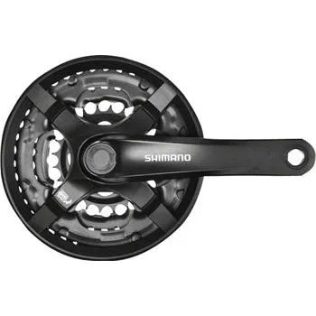Tourney FC-TY501 Crankset - 170mm 6/7/8-Speed 48/38/28t Riveted Square Taper JIS Spindle Interface BLK