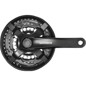 Tourney FC-TY501 Crankset - 170mm 6/7/8-Speed 48/38/28t Riveted Square Taper JIS Spindle Interface BLK