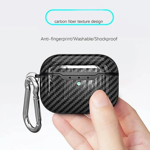 Wireless Charging Case Headphones Case Box Cover Carbon Fibre Texture Design Case For AirPods