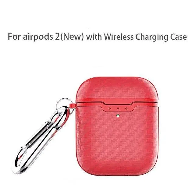 Wireless Charging Case Headphones Case Box Cover Carbon Fibre Texture Design Case For AirPods