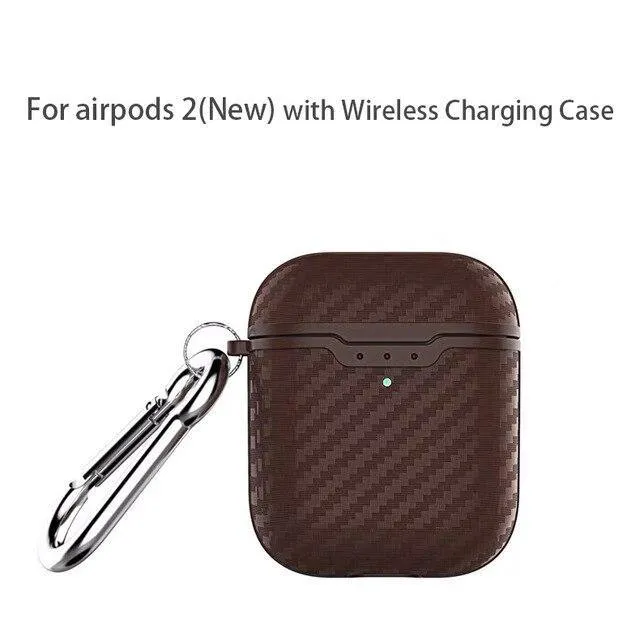 Wireless Charging Case Headphones Case Box Cover Carbon Fibre Texture Design Case For AirPods