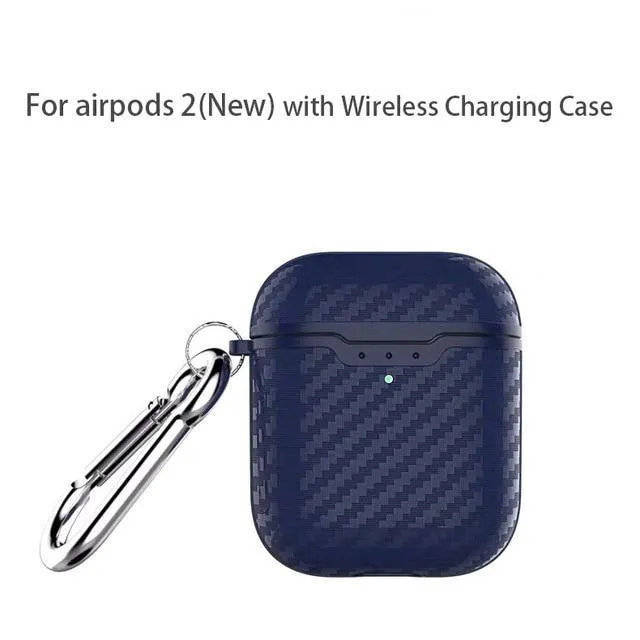 Wireless Charging Case Headphones Case Box Cover Carbon Fibre Texture Design Case For AirPods
