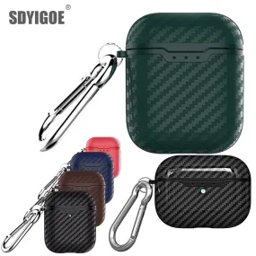 Wireless Charging Case Headphones Case Box Cover Carbon Fibre Texture Design Case For AirPods