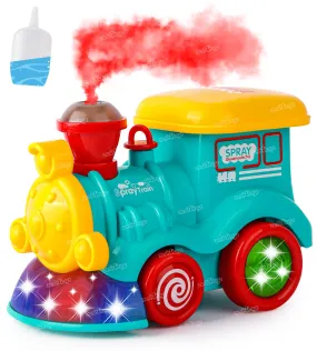 Zest 4 Toyz Musical Spray Steam Train Vehicle Toy for Kids | Boys | Girls with Flashing Lights Sound Toy Universal Wheel and Bump & Go Smoke Function (Pack of 1) Random Color Dispatch